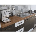 Bucatarie Alfa 300, corp hota si soldat, cu vitrina, wenge/alb, blat termic nuc - imagine 3