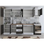Bucatarie Alfa 300, corp hota si soldat, cu vitrina, wenge/alb, blat termic nuc - imagine 4