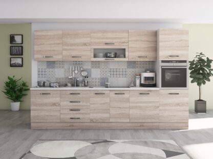 Bucatarie Alfa 320, sonoma, blat termic alb, corp pentru cuptor incorporabil - imagine 6