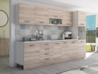 Bucatarie Alfa 320, sonoma, blat termic alb, corp pentru cuptor incorporabil - imagine 5