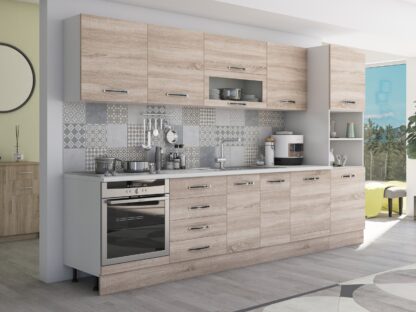 Bucatarie Alfa 320, sonoma, blat termic alb, corp pentru cuptor incorporabil - imagine 4