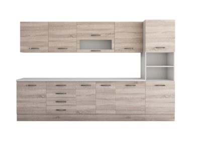 Bucatarie Alfa 320, sonoma, blat termic alb, corp pentru cuptor incorporabil - imagine 7