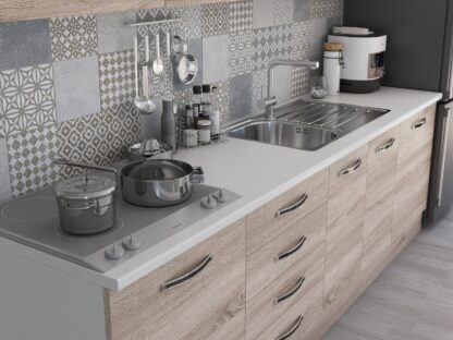 Bucatarie Alfa 320, sonoma, blat termic alb, corp pentru cuptor incorporabil - imagine 3