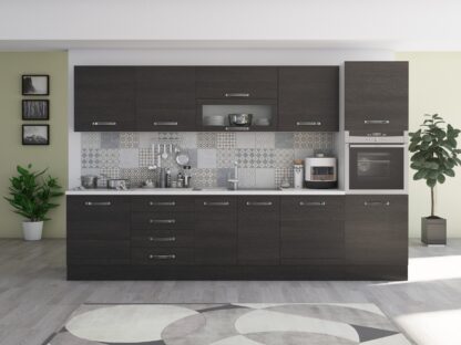 Bucatarie Alfa 320, wenge, blat termic alb, corp pentru cuptor incorporabil - imagine 3