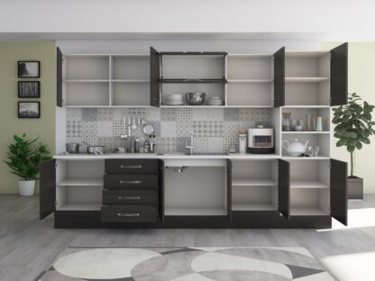 Bucatarie Alfa 320, wenge, blat termic alb, corp pentru cuptor incorporabil - imagine 2