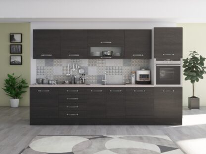 Bucatarie Alfa 320, wenge, blat termic travertin, corp pentru cuptor incorporabil - imagine 2