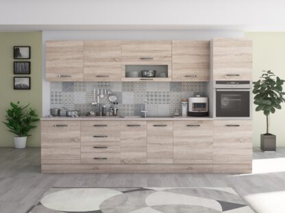 Bucatarie Alfa 320, sonoma, blat termic travertin, corp pentru cuptor incorporabil - imagine 2