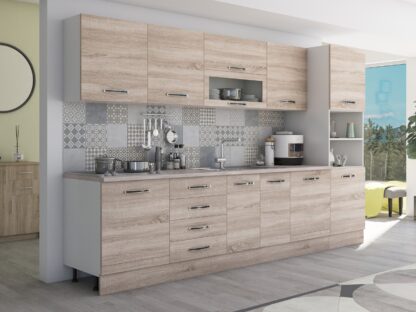 Bucatarie Alfa 320, sonoma, blat termic travertin, corp pentru cuptor incorporabil - imagine 3