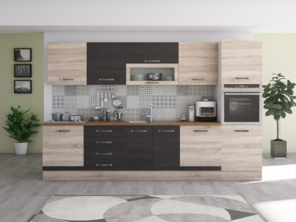 Bucatarie Alfa 320, wenge/sonoma, blat termic nuc, corp pentru cuptor incorporabil - imagine 3