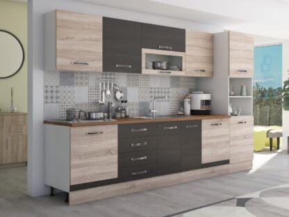 Bucatarie Alfa 320, wenge/sonoma, blat termic nuc, corp pentru cuptor incorporabil - imagine 4