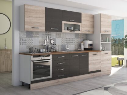 Bucatarie Alfa 320, wenge/sonoma, blat termic nuc, corp pentru cuptor incorporabil - imagine 5