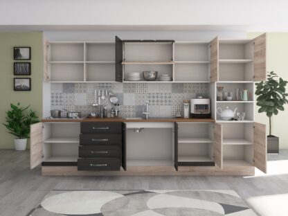 Bucatarie Alfa 320, wenge/sonoma, blat termic nuc, corp pentru cuptor incorporabil - imagine 2