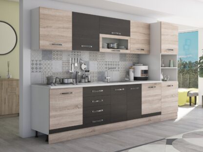 Bucatarie Alfa 320, wenge/sonoma, blat termic alb, corp pentru cuptor incorporabil - imagine 3