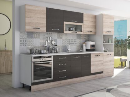 Bucatarie Alfa 320, wenge/sonoma, blat termic alb, corp pentru cuptor incorporabil - imagine 4