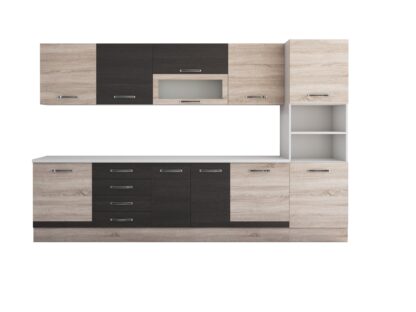 Bucatarie Alfa 320, wenge/sonoma, blat termic alb, corp pentru cuptor incorporabil - imagine 7