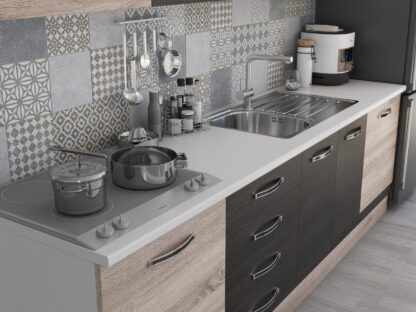 Bucatarie Alfa 320, wenge/sonoma, blat termic alb, corp pentru cuptor incorporabil - imagine 5