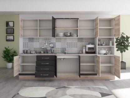 Bucatarie Alfa 320, wenge/sonoma, blat termic travertin, corp pentru cuptor incorporabil - imagine 2