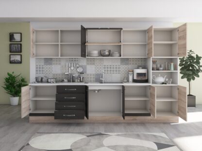 Bucatarie Alfa 320, wenge/sonoma, blat termic alb, corp pentru cuptor incorporabil - imagine 6