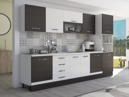 Bucatarie Alfa 320, alb/wenge, blat termic alb, corp pentru cuptor incorporabil - imagine 4