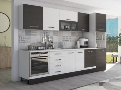 Bucatarie Alfa 320, alb/wenge, blat termic alb, corp pentru cuptor incorporabil - imagine 5