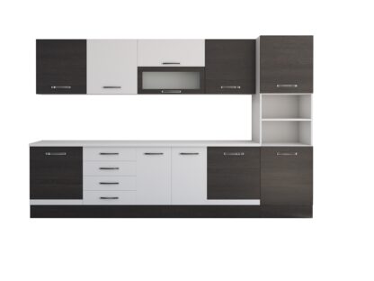 Bucatarie Alfa 320, alb/wenge, blat termic alb, corp pentru cuptor incorporabil - imagine 7