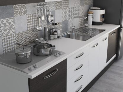 Bucatarie Alfa 320, alb/wenge, blat termic alb, corp pentru cuptor incorporabil - imagine 6