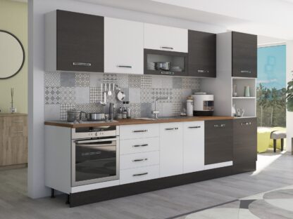Bucatarie Alfa 320, alb/wenge, blat termic nuc, corp pentru cuptor incorporabil - imagine 5