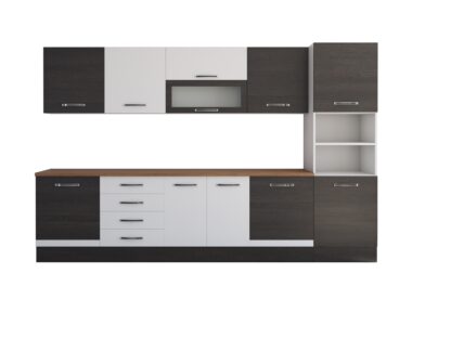 Bucatarie Alfa 320, alb/wenge, blat termic nuc, corp pentru cuptor incorporabil - imagine 7
