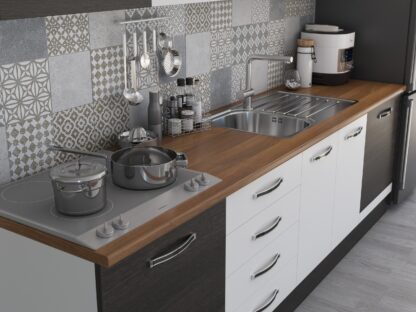 Bucatarie Alfa 320, alb/wenge, blat termic nuc, corp pentru cuptor incorporabil - imagine 6