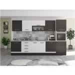 Bucatarie Alfa 320, alb/wenge, blat termic travertin, corp pentru cuptor incorporabil - imagine 3