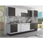 Bucatarie Alfa 320, alb/wenge, blat termic travertin, corp pentru cuptor incorporabil - imagine 4