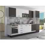 Bucatarie Alfa 320, alb/wenge, blat termic travertin, corp pentru cuptor incorporabil - imagine 5