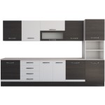 Bucatarie Alfa 320, alb/wenge, blat termic travertin, corp pentru cuptor incorporabil - imagine 6