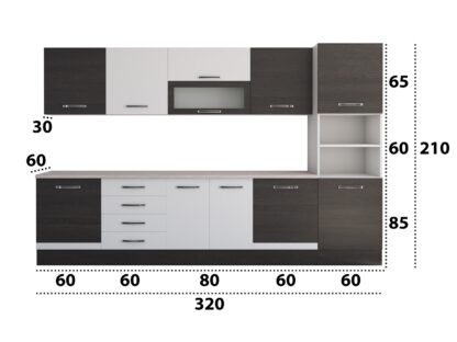Bucatarie Alfa 320, alb/wenge, blat termic travertin, corp pentru cuptor incorporabil - imagine 7