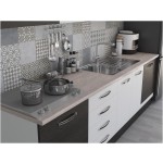 Bucatarie Alfa 320, alb/wenge, blat termic travertin, corp pentru cuptor incorporabil - imagine 8