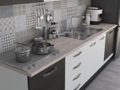 Bucatarie Alfa 320, alb/wenge, blat termic travertin, corp pentru cuptor incorporabil - imagine 8