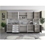 Bucatarie Alfa 320, alb/wenge, blat termic travertin, corp pentru cuptor incorporabil - imagine 2