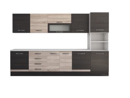 Bucatarie Alfa 320, sonoma/wenge, blat termic alb, corp pentru cuptor incorporabil - imagine 7