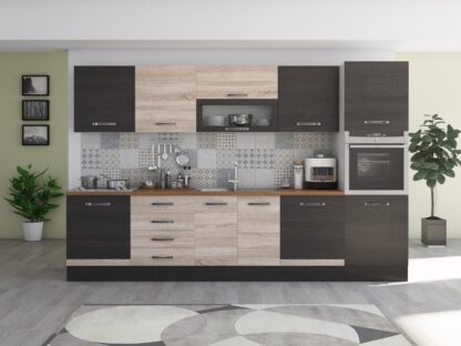 Bucatarie Alfa 320, sonoma/wenge, blat termic nuc, corp pentru cuptor incorporabil - imagine 3