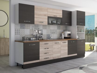 Bucatarie Alfa 320, sonoma/wenge, blat termic nuc, corp pentru cuptor incorporabil - imagine 4