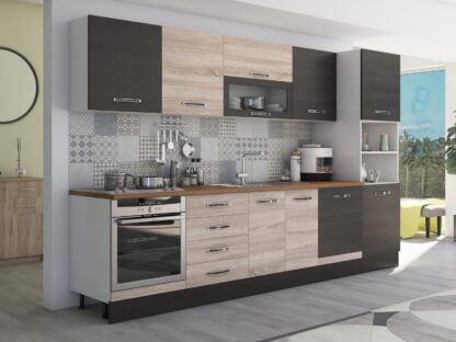 Bucatarie Alfa 320, sonoma/wenge, blat termic nuc, corp pentru cuptor incorporabil - imagine 5