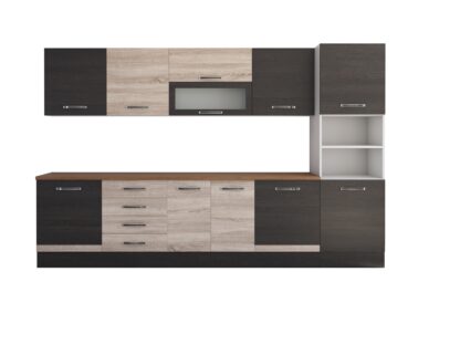 Bucatarie Alfa 320, sonoma/wenge, blat termic nuc, corp pentru cuptor incorporabil - imagine 7