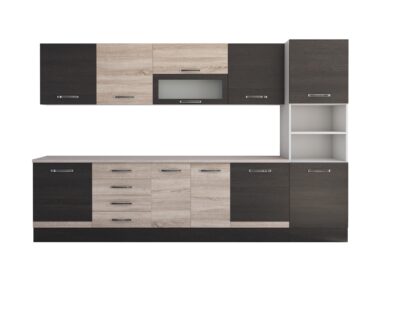 Bucatarie Alfa 320, sonoma/wenge, blat termic travertin, corp pentru cuptor incorporabil - imagine 7