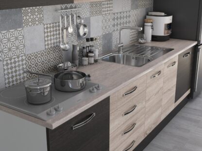 Bucatarie Alfa 320, sonoma/wenge, blat termic travertin, corp pentru cuptor incorporabil - imagine 5
