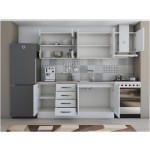 Bucatarie Alfa 240, corp hota, cu vitrina, alb, blat termic travertin - imagine 4