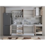 Bucatarie Alfa 240, corp hota, cu vitrina, sonoma/alb, blat termic alb - imagine 4
