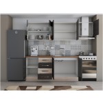 Bucatarie Alfa 240, corp hota, cu vitrina, wenge/sonoma, blat termic nuc - imagine 4