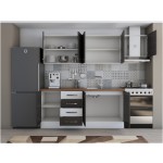 Bucatarie Alfa 240, corp hota, fara vitrina, wenge/alb, blat termic nuc - imagine 4