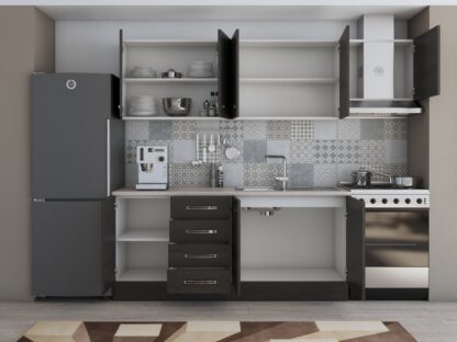 Bucatarie Alfa 240, corp hota, fara vitrina, wenge, blat termic travertin - imagine 4