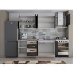 Bucatarie Alfa 240, corp hota, fara vitrina, wenge/sonoma, blat termic travertin - imagine 4